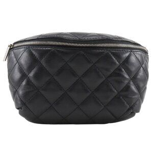 CHANEL Black Lambskin Leather Fanny Pack